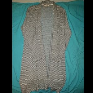 Black and white striped cardigan